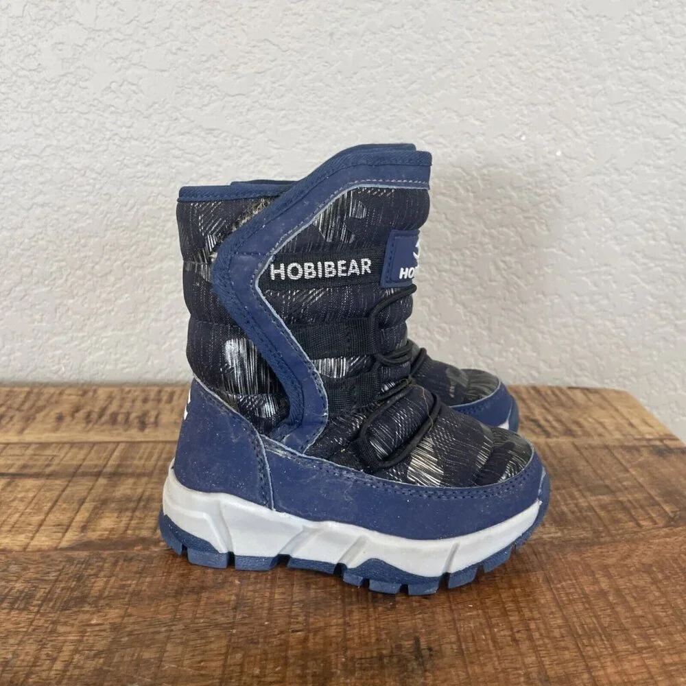 Toddler Snow Boots 7  Hobibear Winter Waterproof Blue Black Winter Outdoor